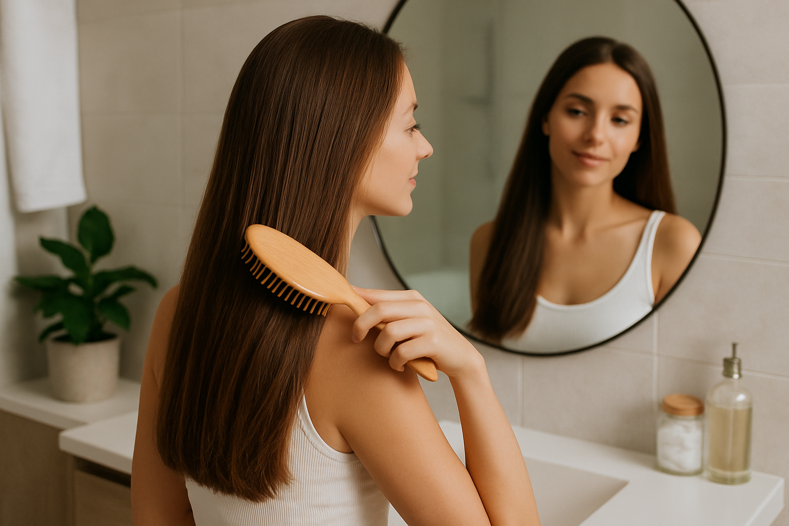 Capelli luminosi e curati con routine naturale di bellezza