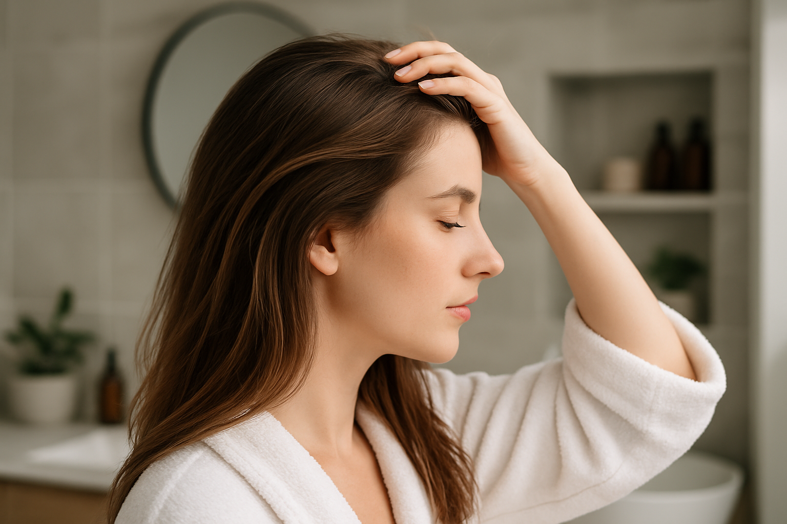 Capelli dall'aspetto pieno con radici sollevate e volume naturale