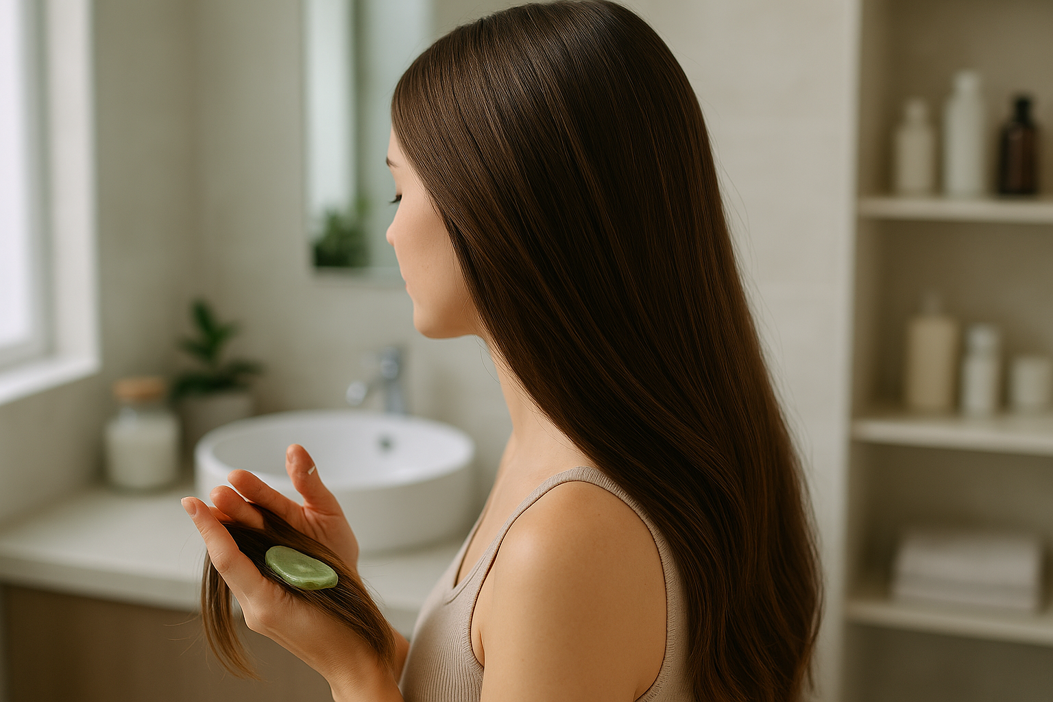 Capelli luminosi e ben idratati dopo una routine di cura delicata