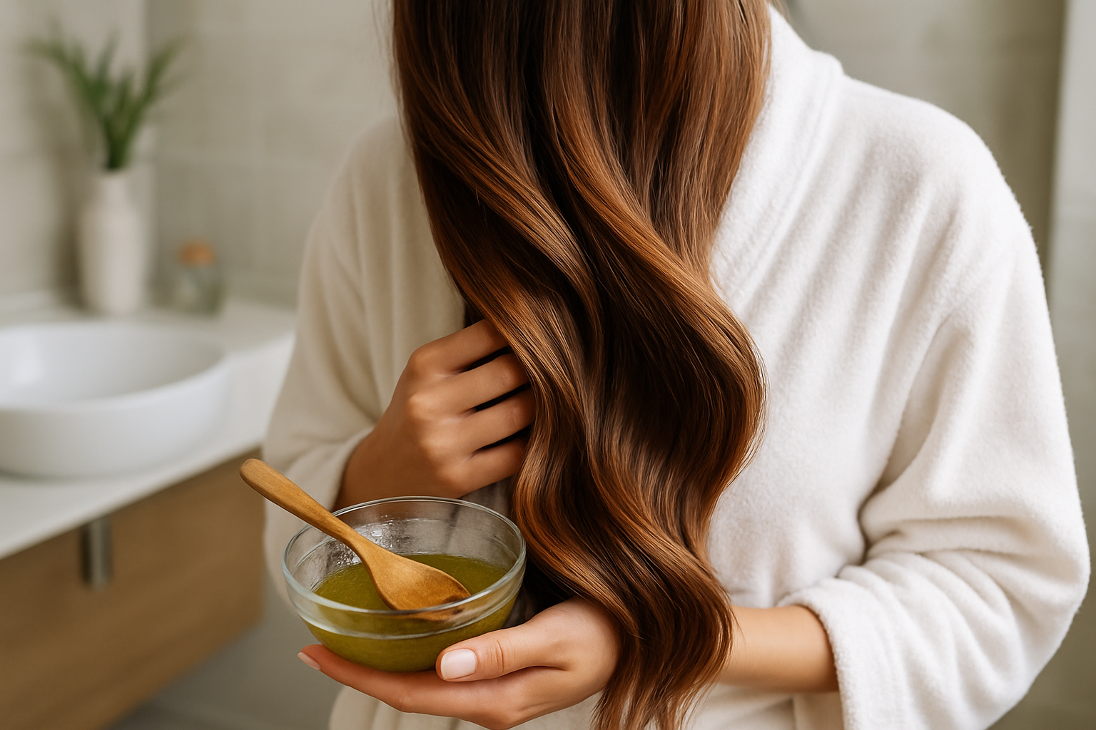 Capelli dall’aspetto morbido e lucido con texture setosa in luce naturale