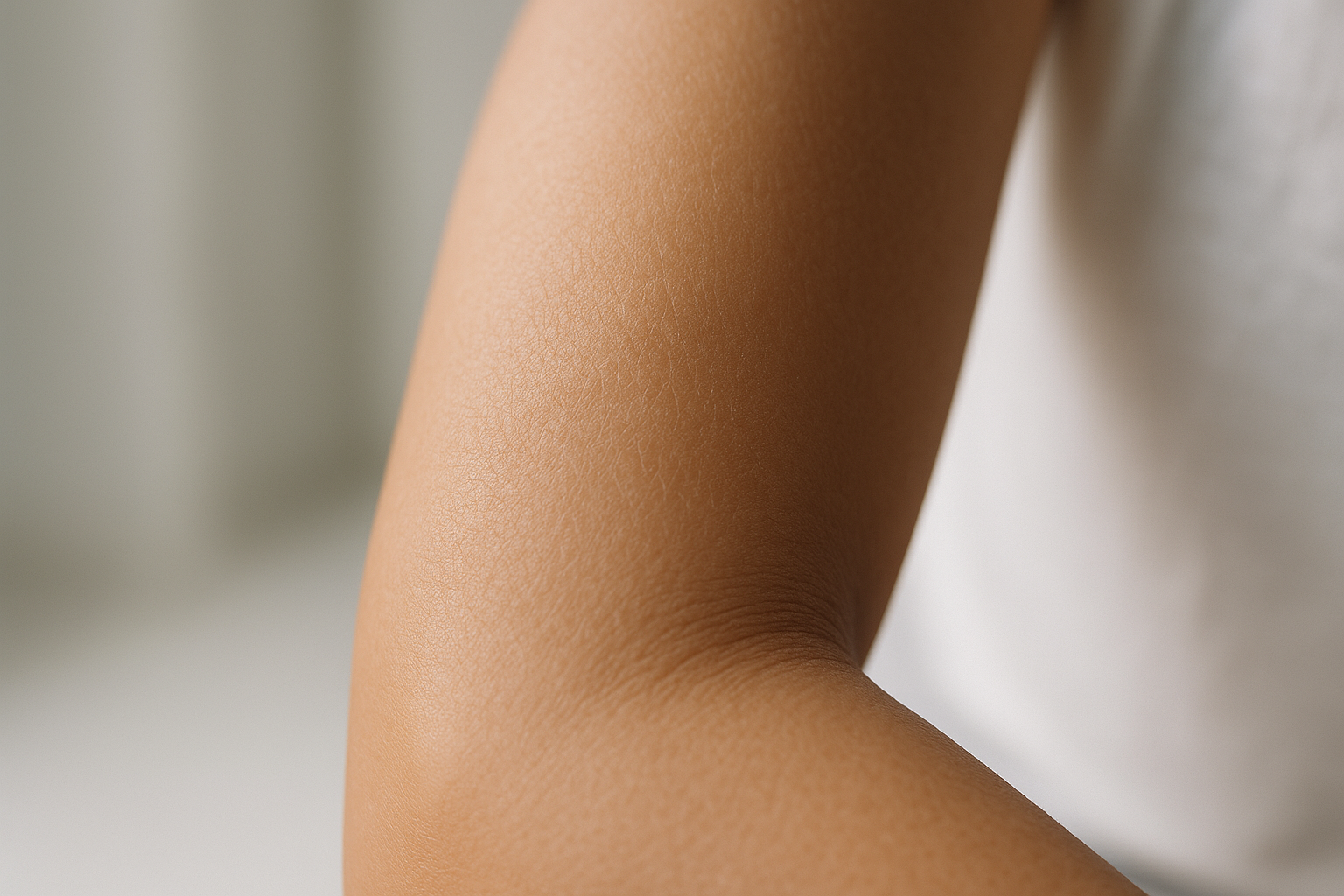 Dettaglio di pelle del corpo con lieve secchezza e texture naturale
