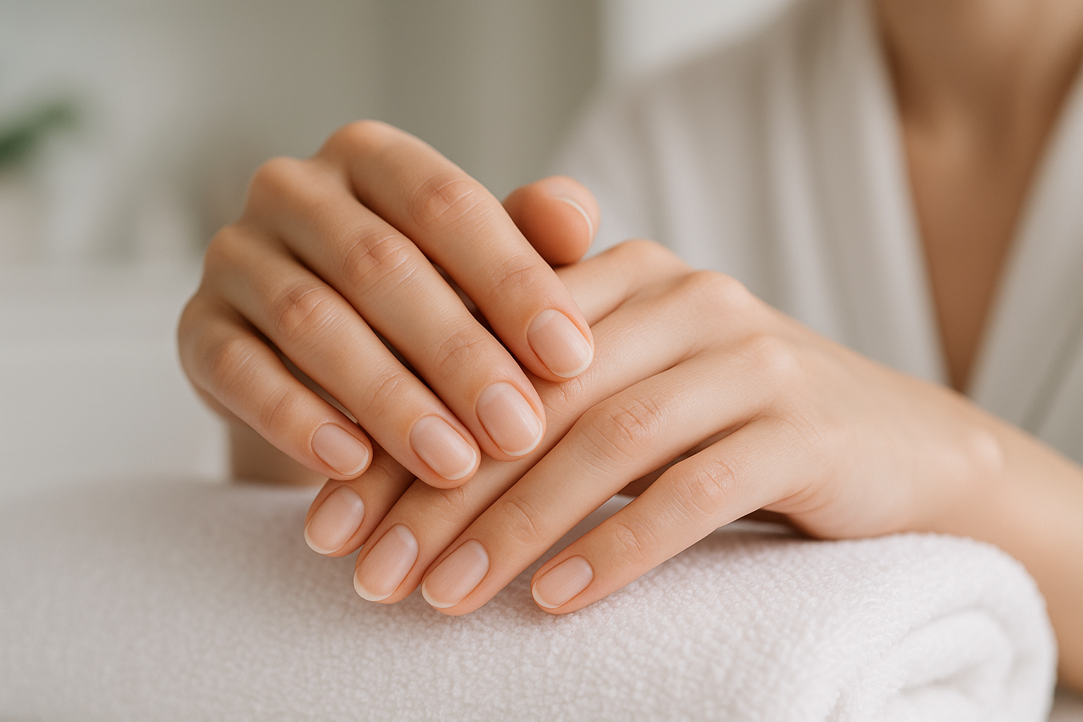 Mani curate con unghie naturali e cuticole idratate