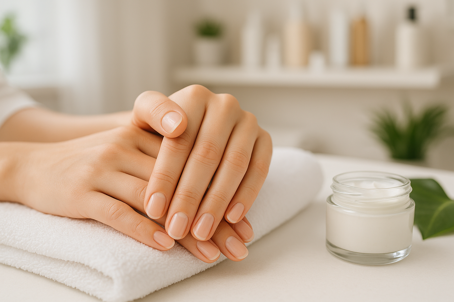 Mani curate con unghie naturali e cuticole idratate