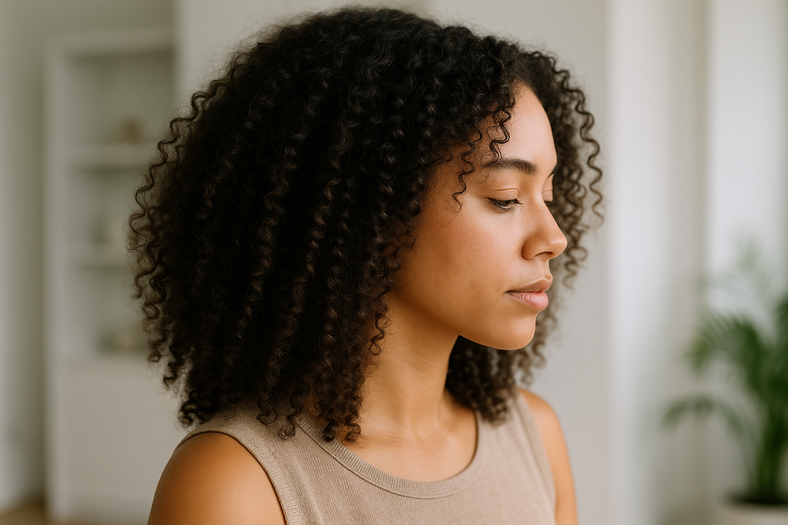 Capelli al naturale con texture mosso-riccia definiti e dall’aspetto sano
